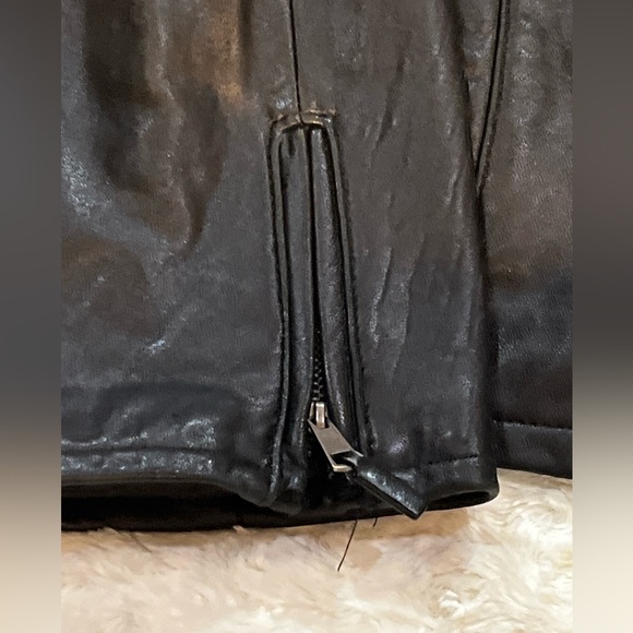Calvin Klein Black Leather Jacket coat Size Large - Picture 10 of 13